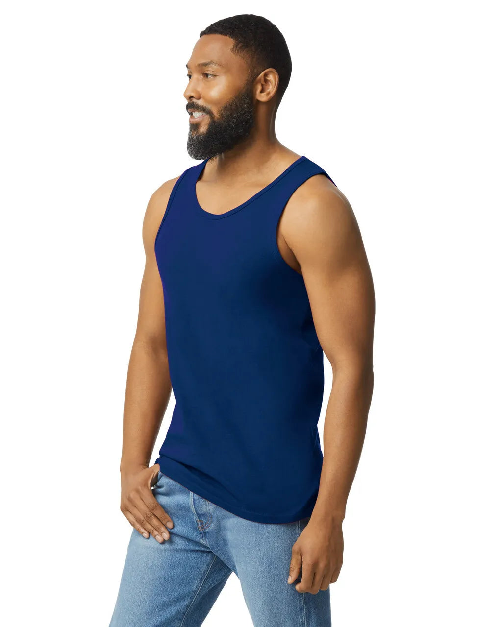 Gildan 5200 Men Tank Top Cotton Fabric - Navy, Classic Fit, Sleeveless (1 Piece)