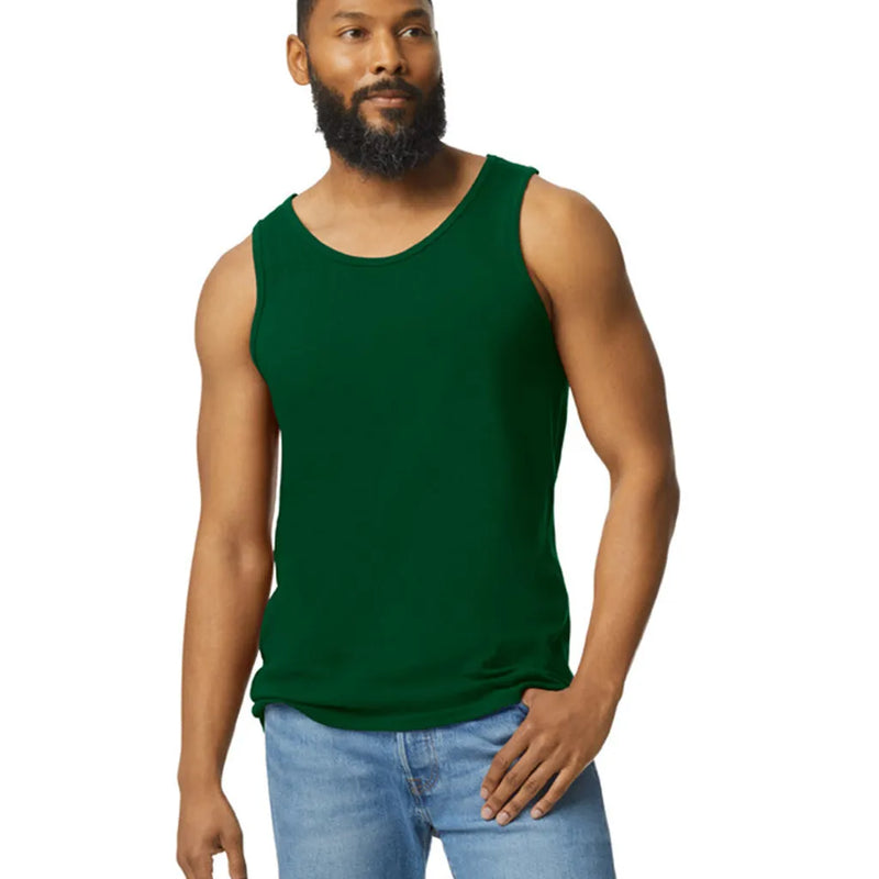 Gildan 5200 Men Tank Top Cotton Fabric - Forest Green, Classic Fit, 5.3 Oz (1 Unit)