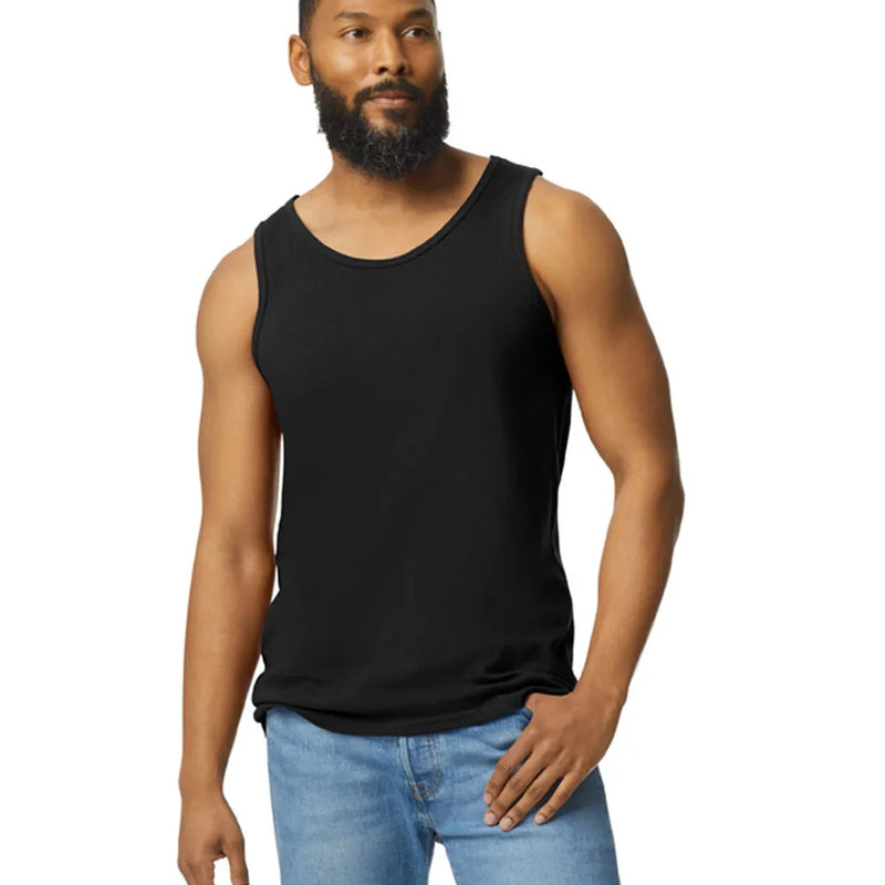 Gildan 5200 Men Tank Top Cotton Fabric - Black, Classic Fit, Banded Neck And Armholes (1 Piece)