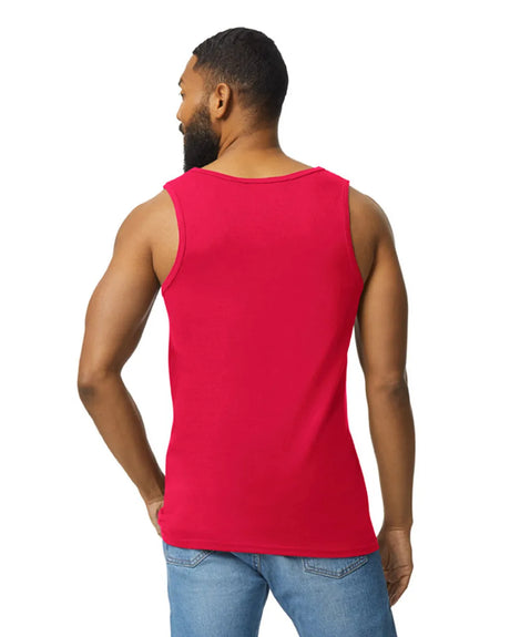 Gildan 5200 Men Tank Top Cotton Fabric - Red, Classic Fit, Banded Neck And Armholes (1 Piece)