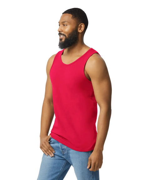 Gildan 5200 Men Tank Top Cotton Fabric - Red, Classic Fit, Banded Neck And Armholes (1 Piece)