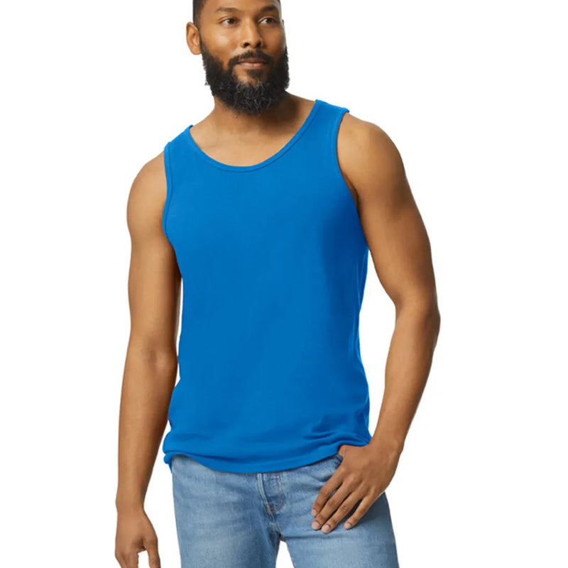 Gildan 5200 Men Tank Top Cotton Fabric - Royal, Classic Fit, Banded Neck And Armholes (1 Piece)