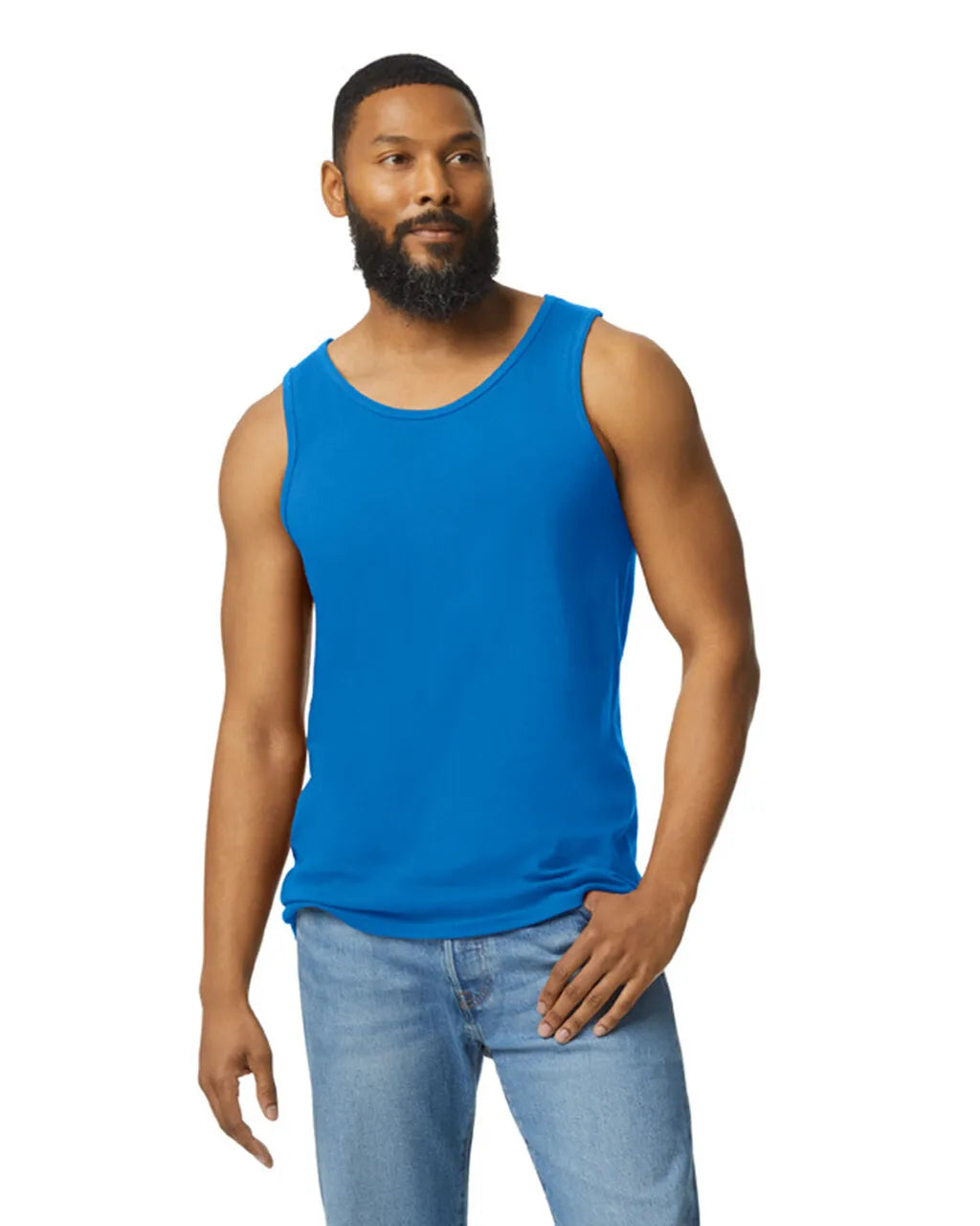 Gildan 5200 Men Tank Top Cotton Fabric - Royal, Classic Fit, Banded Neck And Armholes (1 Piece)