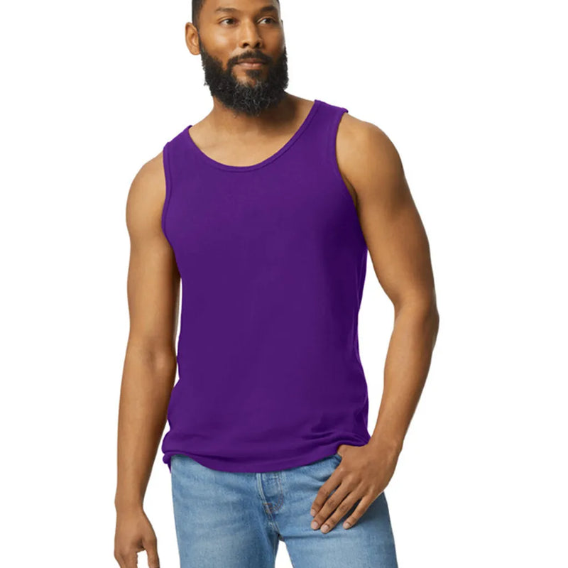 Gildan 5200 Men Tank Top Cotton Fabric - Purple, Classic Fit, Banded Neck And Armholes (1 Piece)