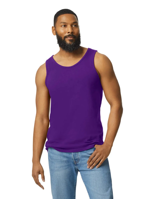 Gildan 5200 Men Tank Top Cotton Fabric - Purple, Classic Fit, Banded Neck And Armholes (1 Piece)