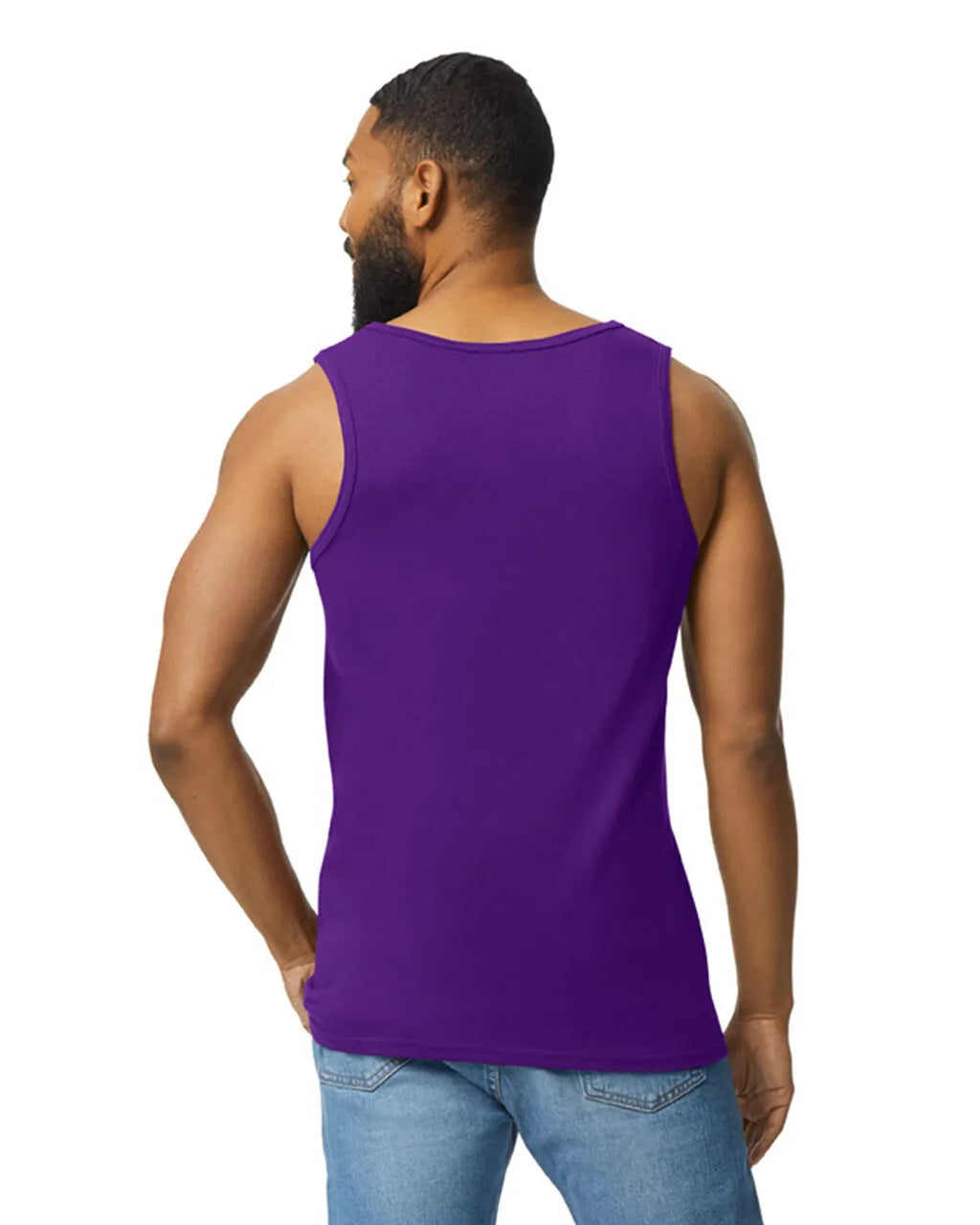 Gildan 5200 Men Tank Top Cotton Fabric - Purple, Classic Fit, Banded Neck And Armholes (1 Piece)