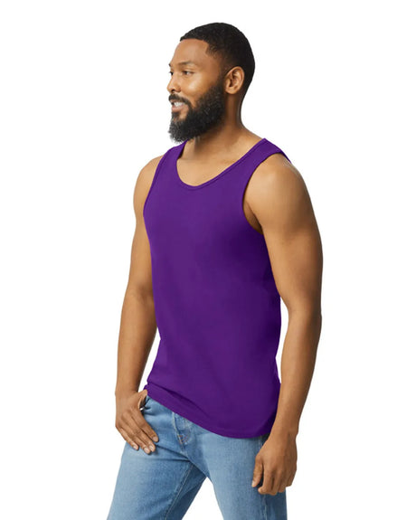 Gildan 5200 Men Tank Top Cotton Fabric - Purple, Classic Fit, Banded Neck And Armholes (1 Piece)