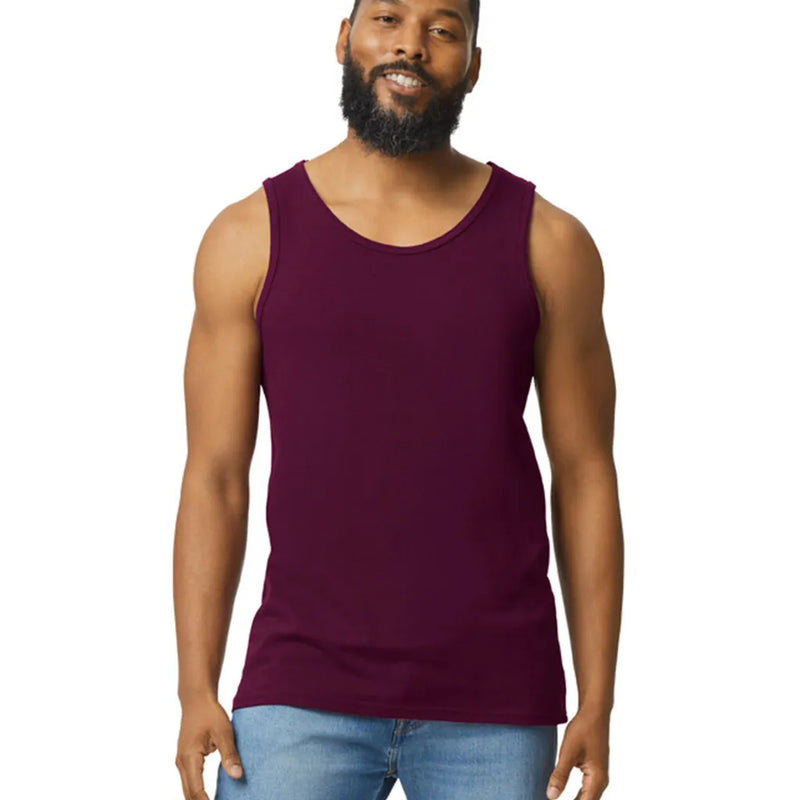 Gildan 5200 Men Tank Top Cotton Fabric - Maroon, Classic Fit, Sleeveless (1 Piece)