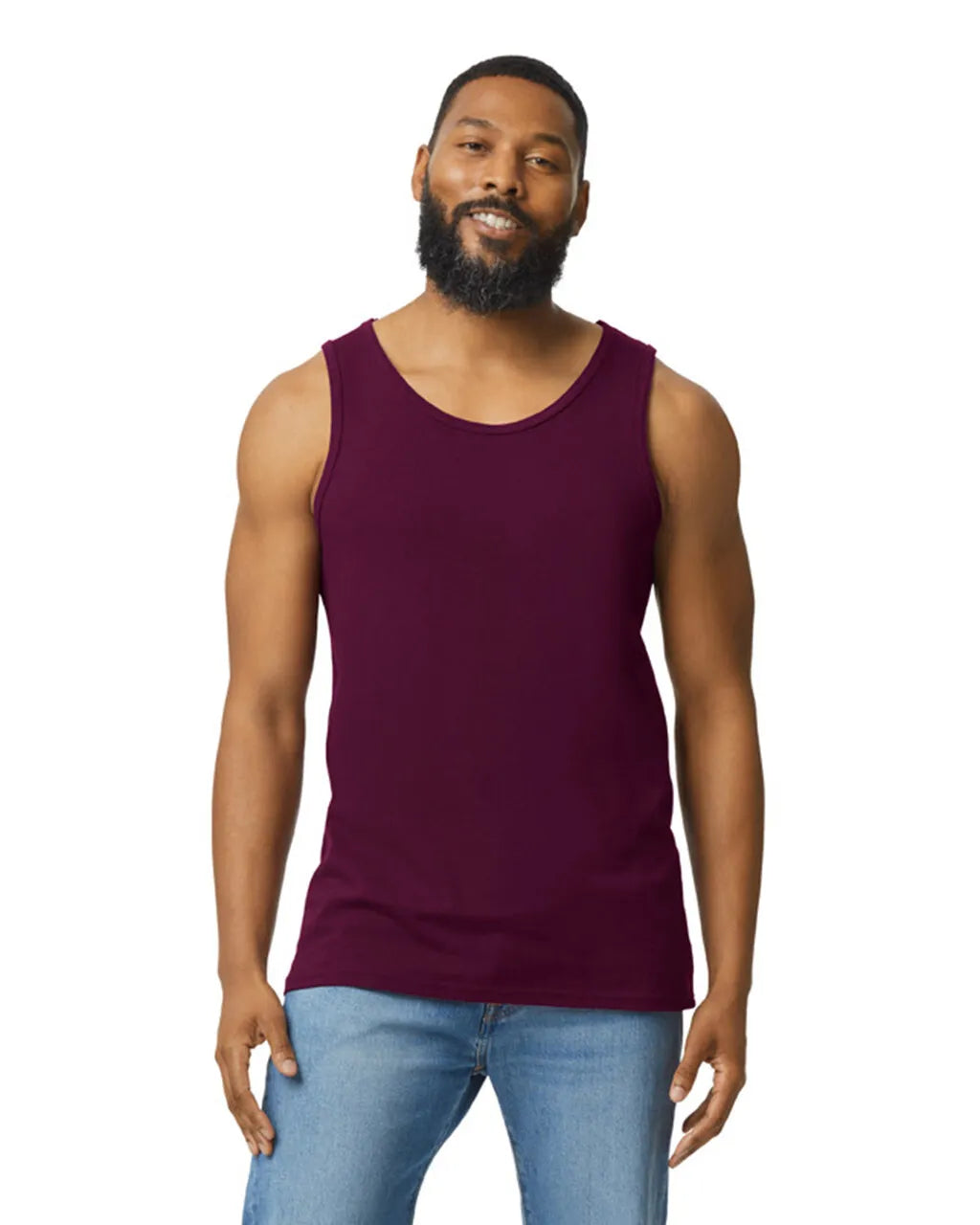 Gildan 5200 Men Tank Top Cotton Fabric - Maroon, Classic Fit, Sleeveless (1 Piece)