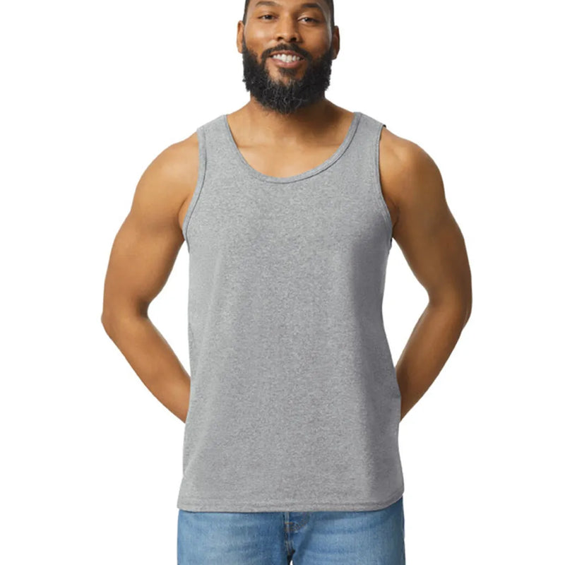 Gildan 5200 Men Tank Top Cotton Fabric - Sport Grey, Classic Fit (1 Piece)