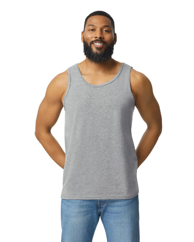 Gildan 5200 Men Tank Top Cotton Fabric - Sport Grey, Classic Fit (1 Piece)