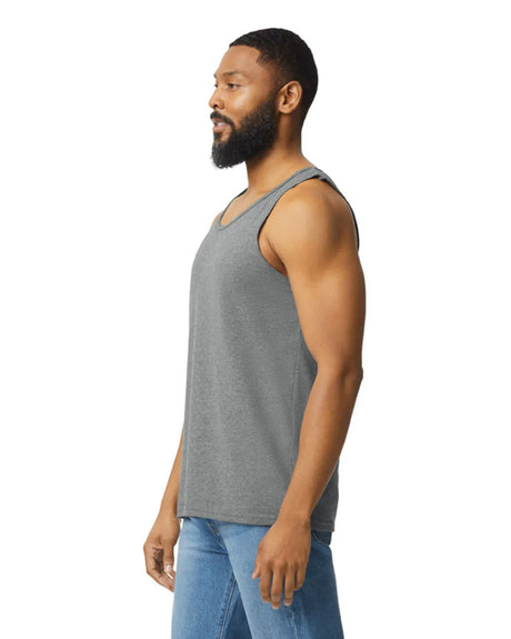 Gildan 5200 Men Tank Top Cotton Fabric - Graphite Heather, Sleeveless, Classic Fit (1 Piece)