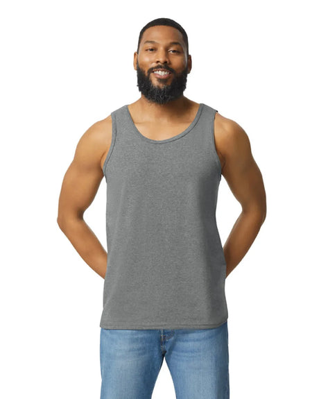 Gildan 5200 Men Tank Top Cotton Fabric - Graphite Heather, Sleeveless, Classic Fit (1 Piece)