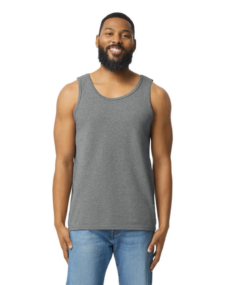 Gildan 5200 Men Tank Top Cotton Fabric - Graphite Heather, Sleeveless, Classic Fit (1 Piece)