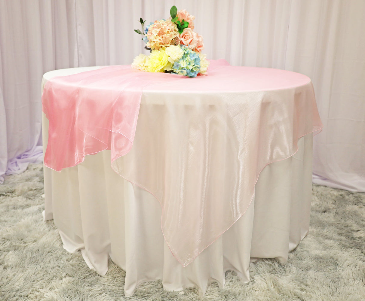 Organza Table Overlay 54x54 Square Pink