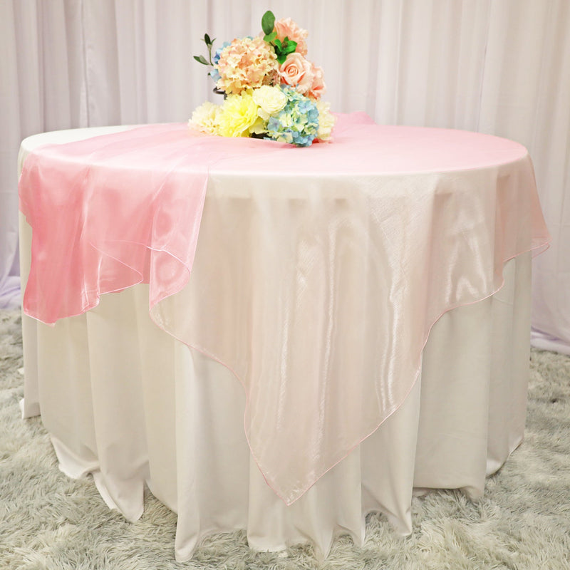 Organza Square Table Overlay 90x90 Pink
