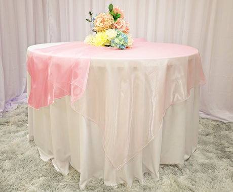 Organza Square Table Overlay 90x90 Pink