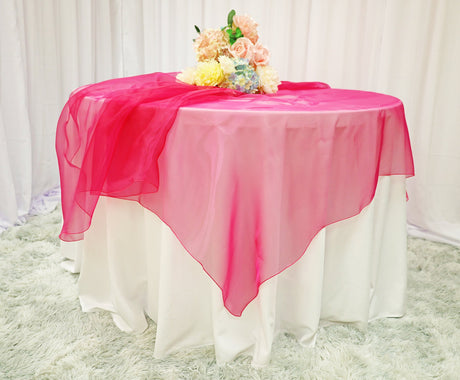 Square Organza Table Overlay 72x72 Fuchsia