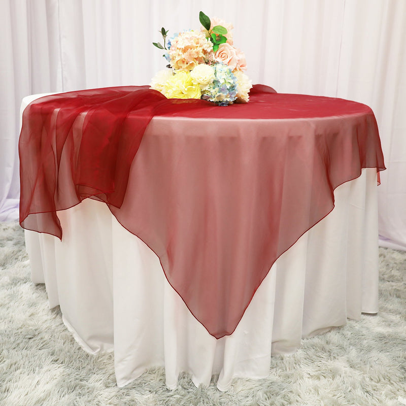 Organza Table Overlay 54x54 Square Burgundy
