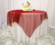 Square Organza Table Overlay 90x90 Burgundy