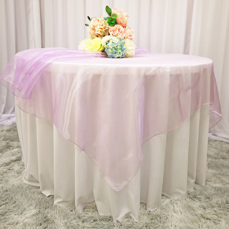Square Organza Table Overlay 90x90 Lavender