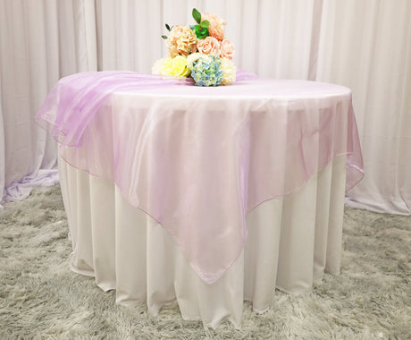 Square Organza Table Overlay 90x90 Lavender