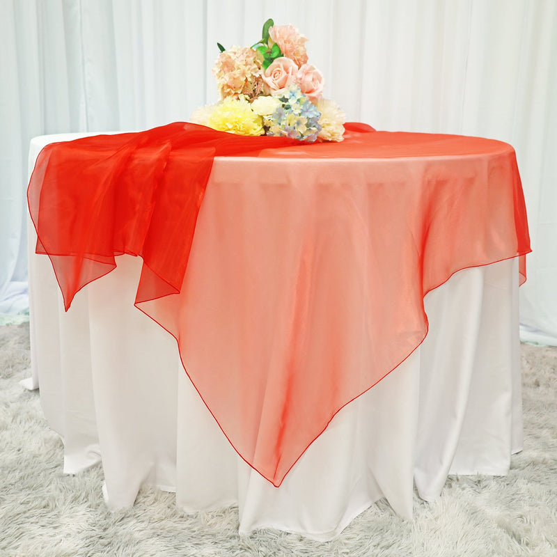 Organza Table Overlay 54x54 Square Red
