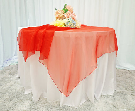 Square Organza Table Overlay 90x90 Red