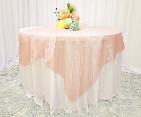 Organza Square Table Overlay 72x72 Blush Pink