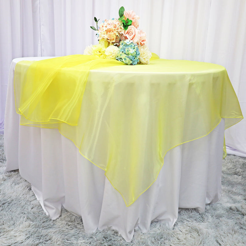 Square Organza Table Overlay 90x90 Canary Yellow