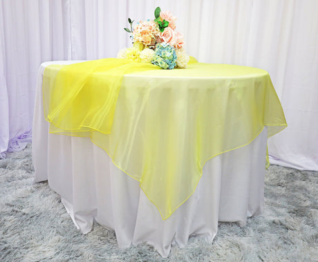 Square Organza Table Overlay 90x90 Canary Yellow