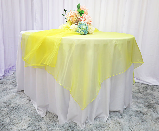 Square Organza Table Overlay 90x90 Canary Yellow