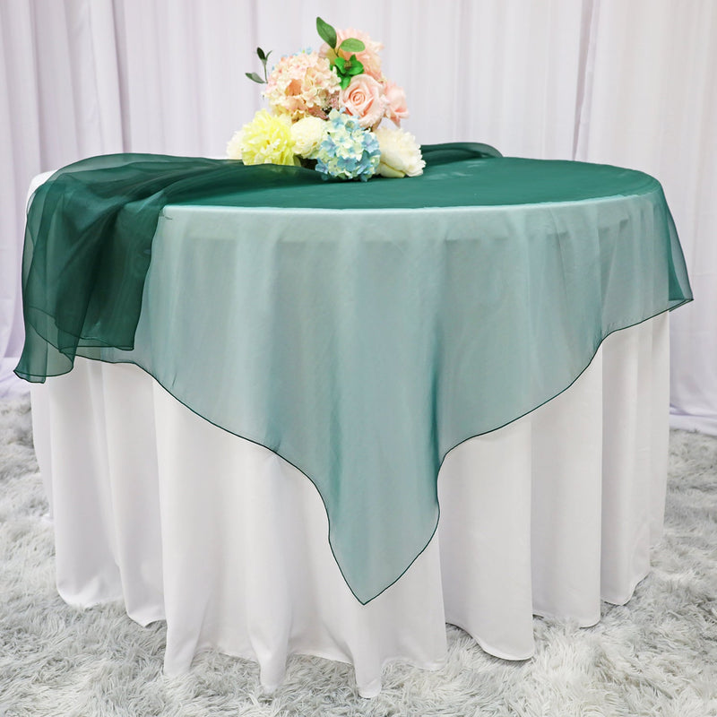 Organza Square Table Overlay 54x54 Hunter Green