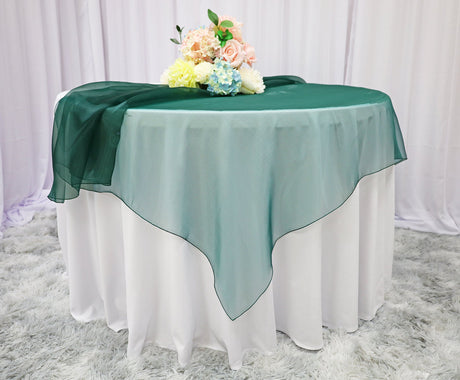 Square Organza Table Overlay 90x90 Hunter Green