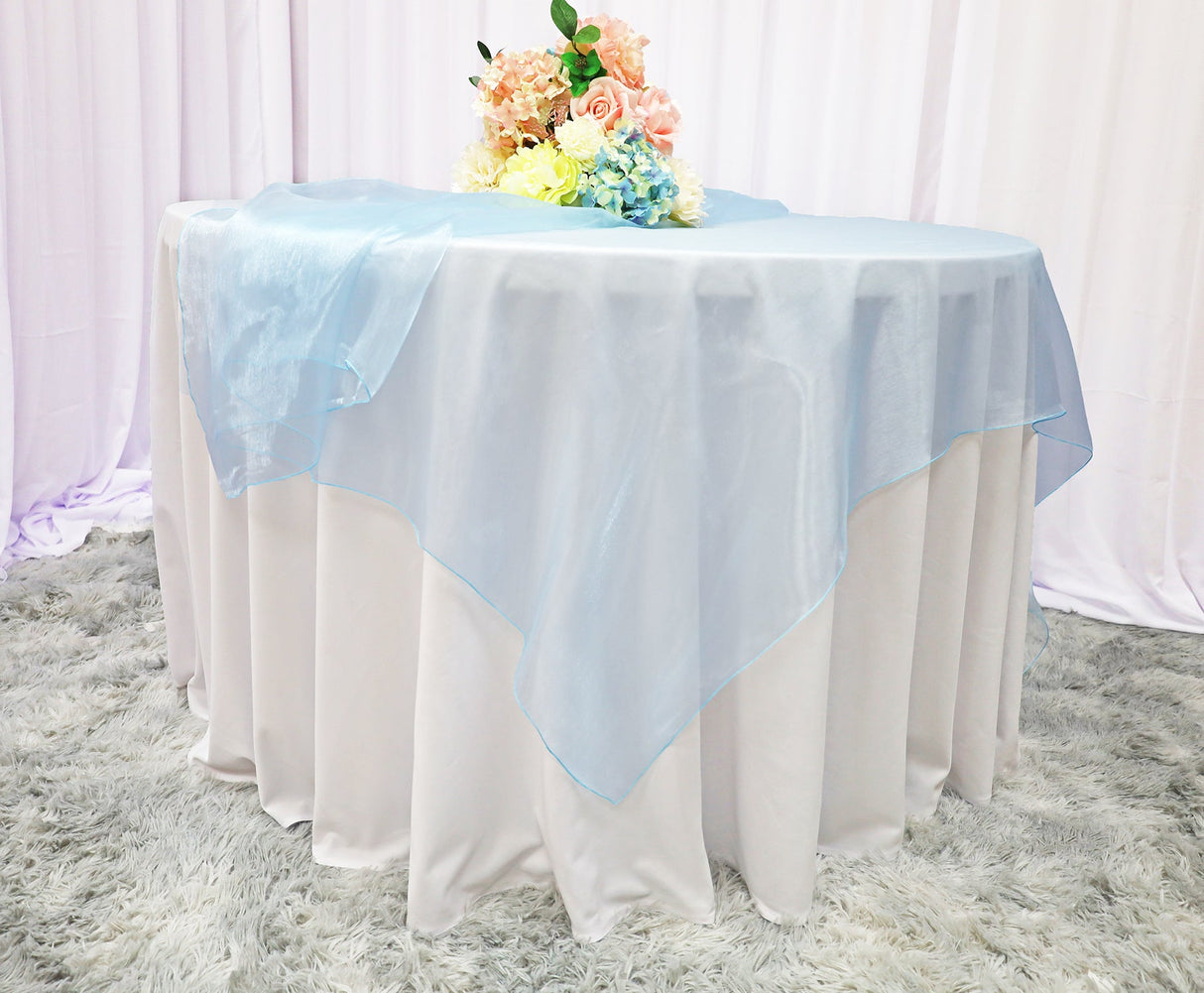 Square Organza Table Overlay 72x72 Baby Blue