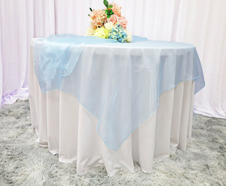Organza Square Table Overlay 90x90 Baby Blue