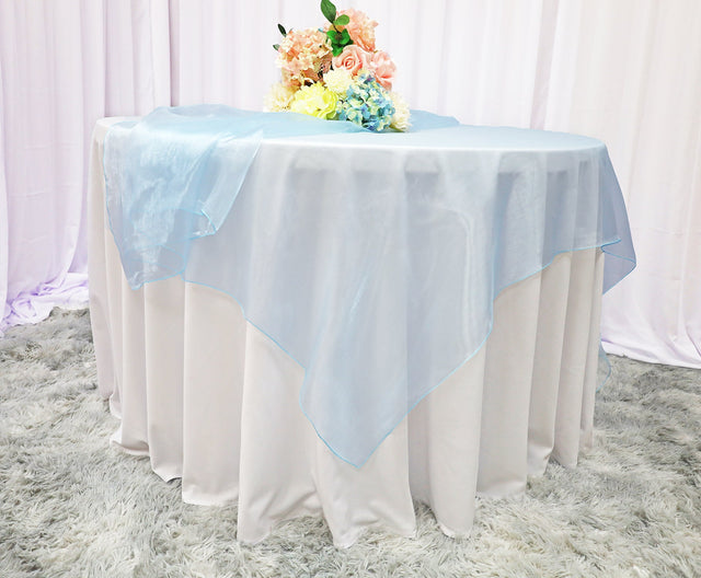 Organza Square Table Overlay 90x90 Baby Blue