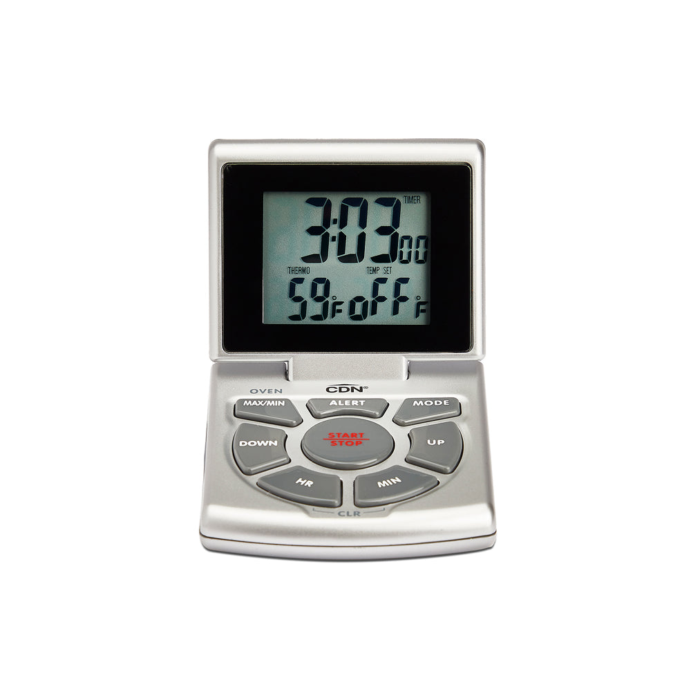 CDN Silver Combo Probe Thermometer, Timer & Clock