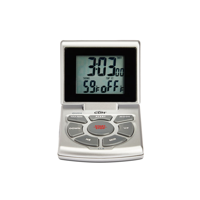 CDN Silver Combo Probe Thermometer, Timer & Clock
