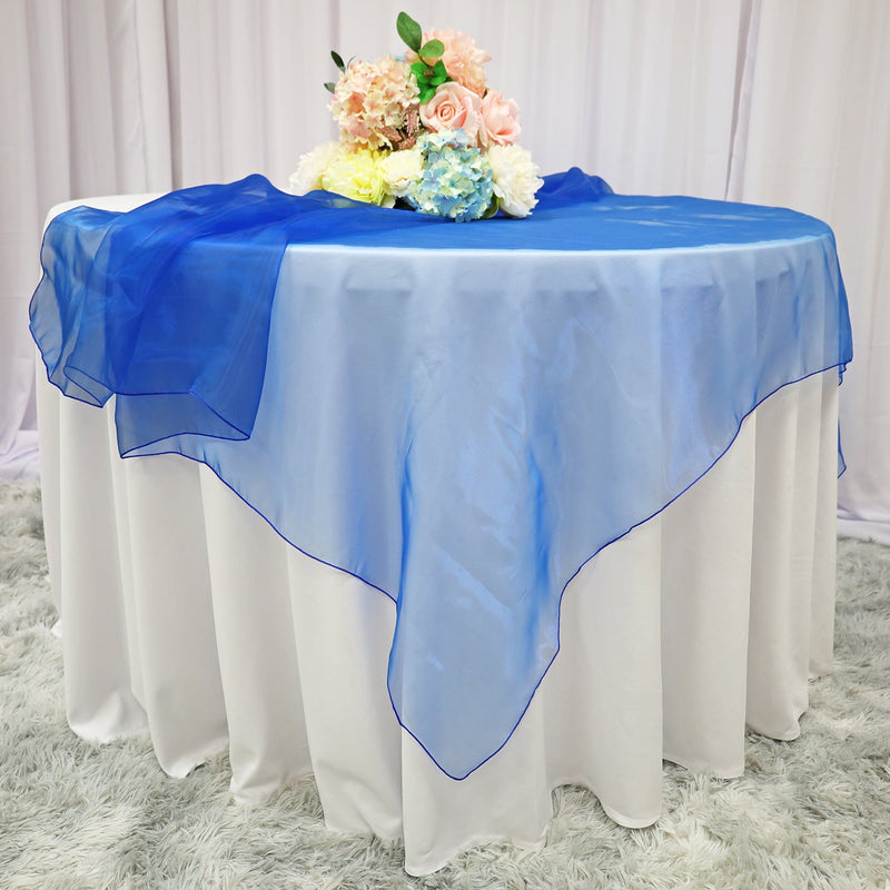 Square Organza Table Overlay 90x90 Royal Blue