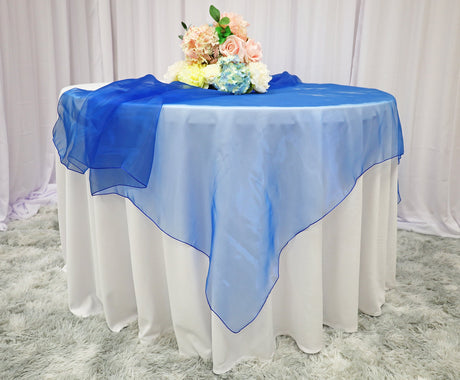 Square Organza Table Overlay 90x90 Royal Blue