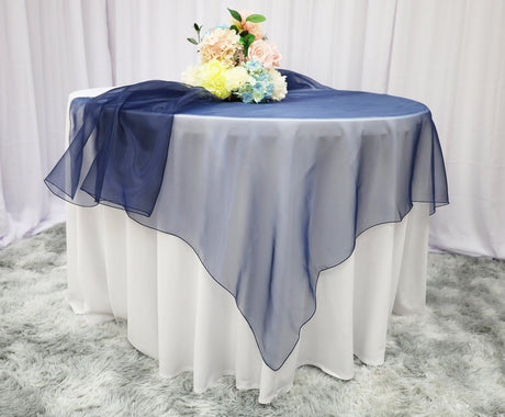 Square Organza Table Overlay 90x90 Navy Blue