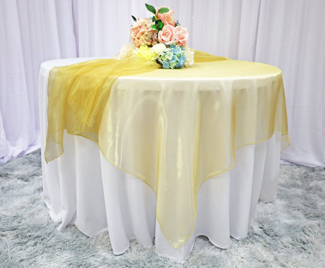 Square Organza Table Overlay 72x72 Gold