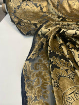 Imperial Sheer Cut Velvet Fabric - Taupe Gold, 54" Width (1 Yard)