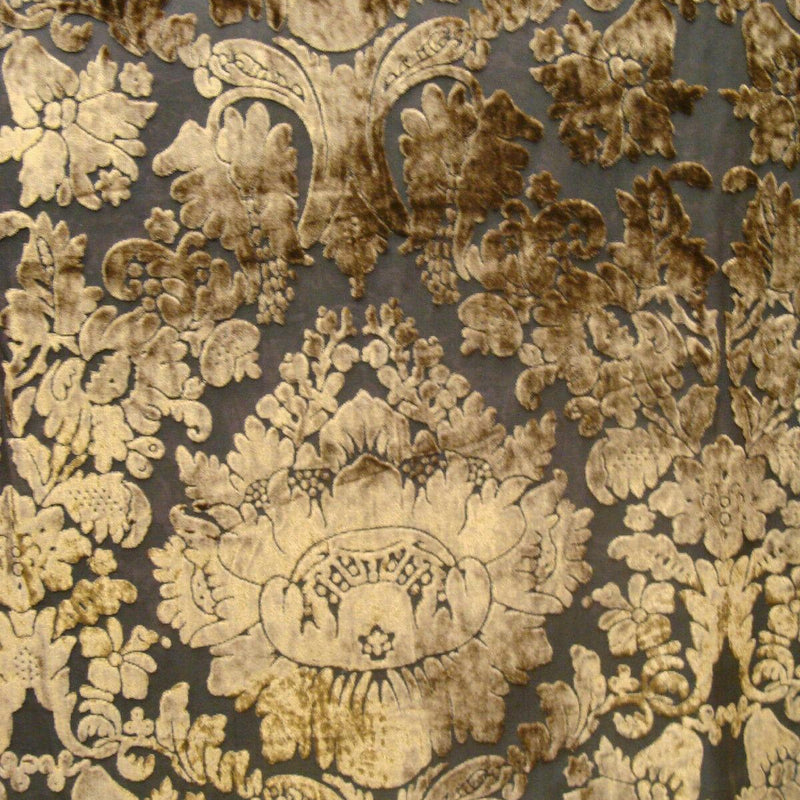 Imperial Sheer Cut Velvet Fabric - Taupe Gold, 54" Width (1 Yard)