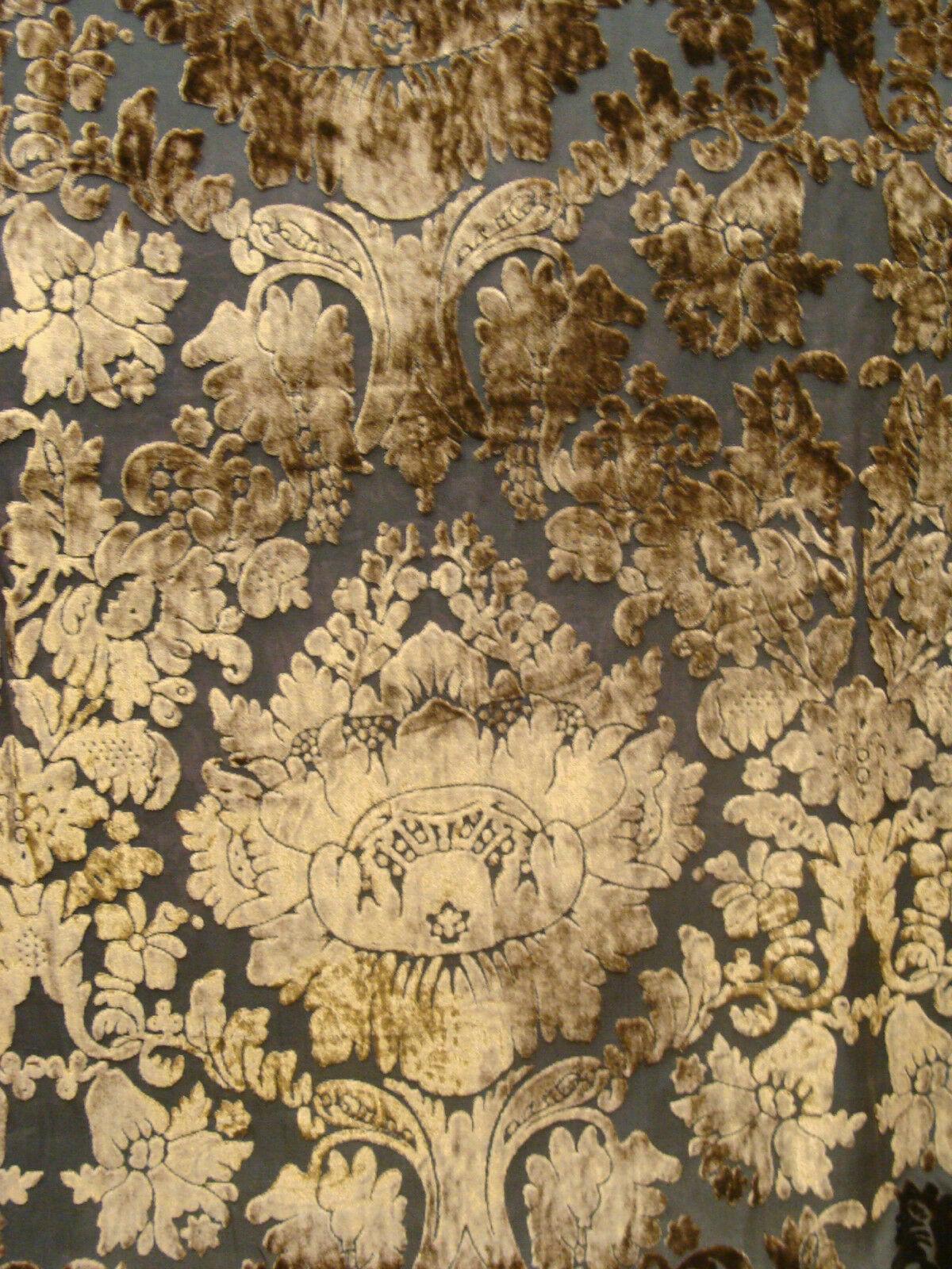 Imperial Sheer Cut Velvet Fabric - Taupe Gold, 54" Width (1 Yard)