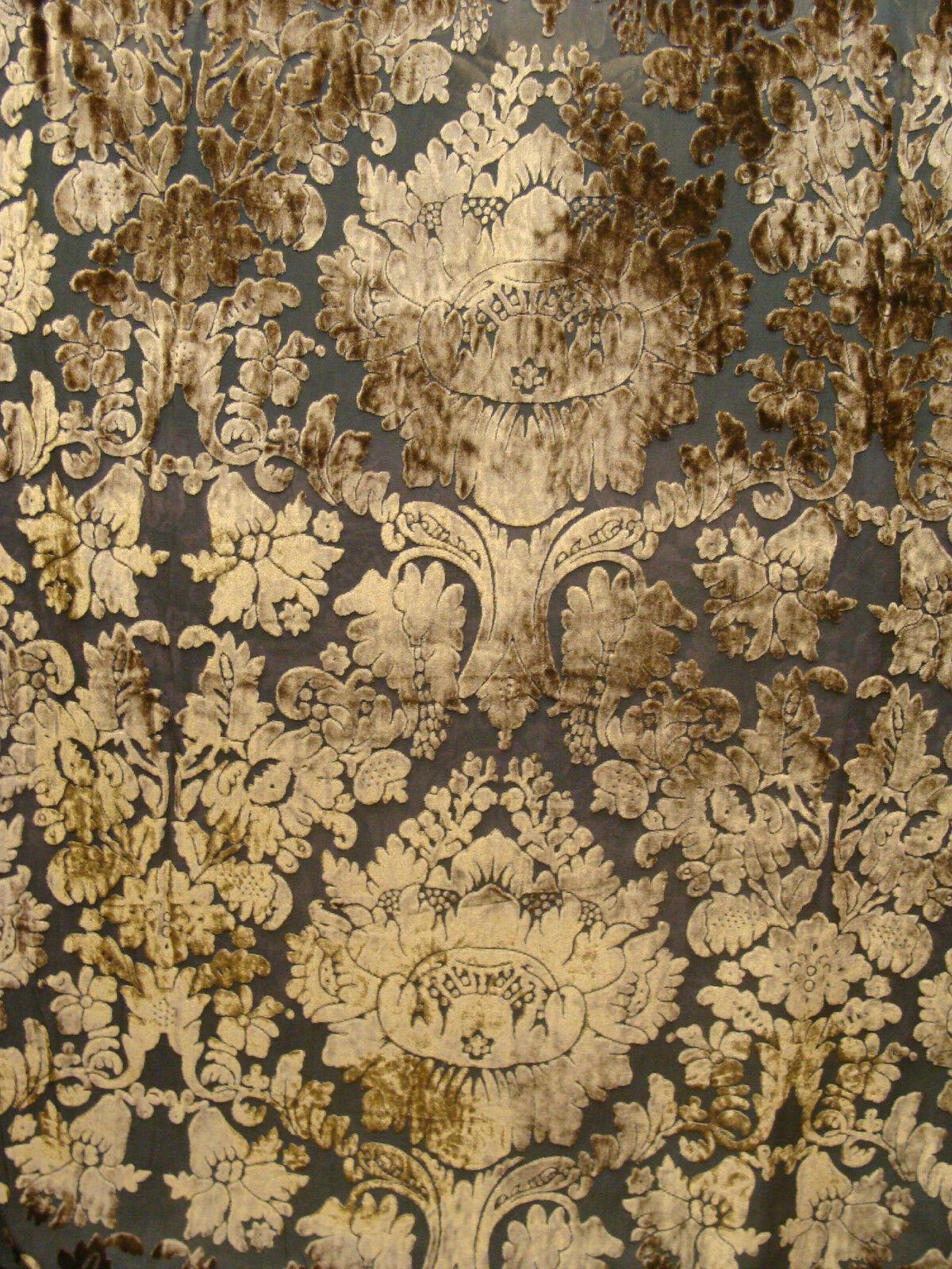 Imperial Sheer Cut Velvet Fabric - Taupe Gold, 54" Width (1 Yard)