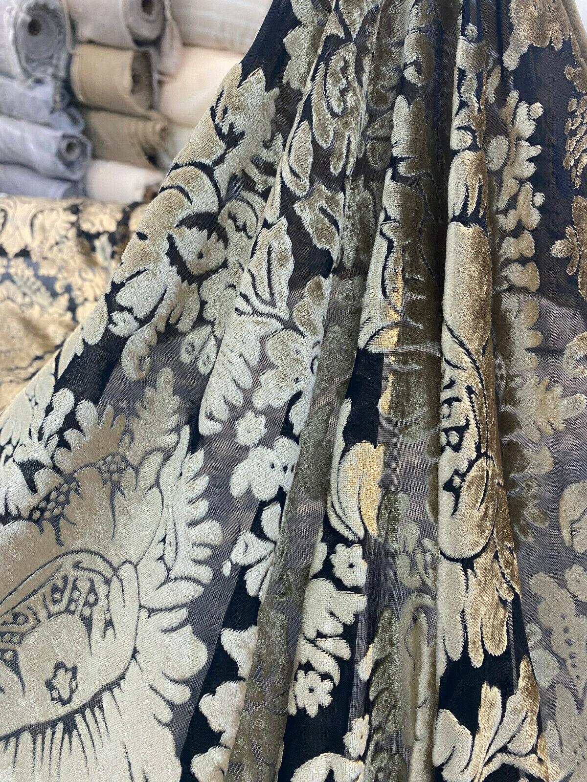 Imperial Sheer Cut Velvet Fabric - Taupe Gold, 54" Width (1 Yard)