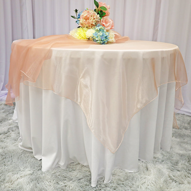 Organza Square Table Overlay 72x72 Apricot/Peach