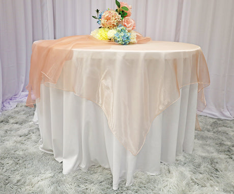 Organza Square Table Overlay 72x72 Apricot/Peach